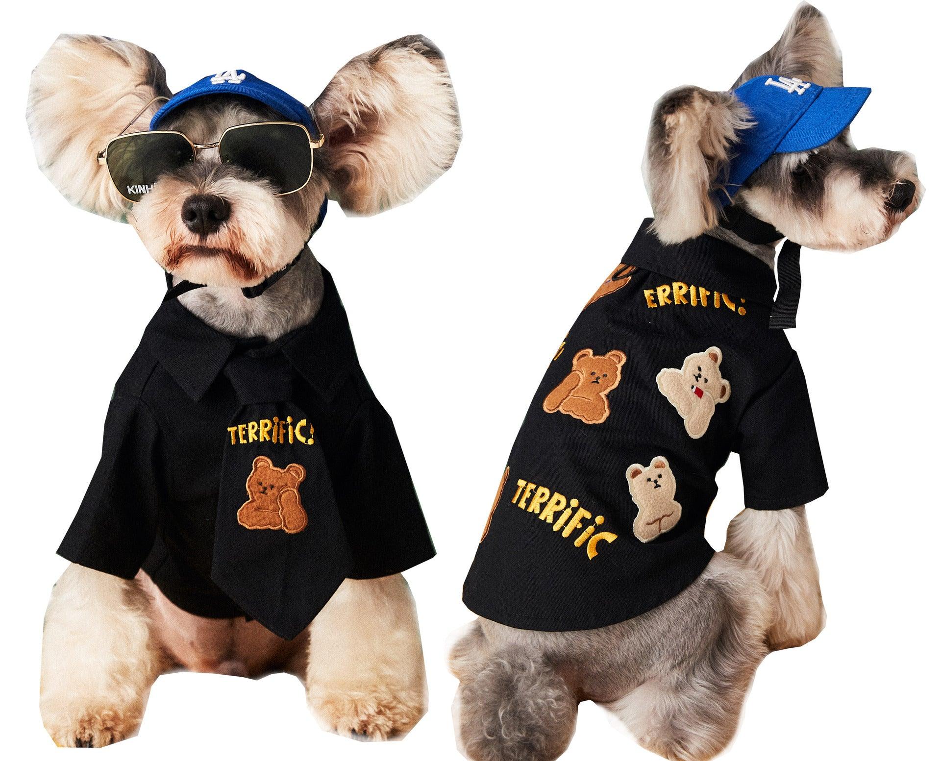 Trendy And Handsome Cotton Shirt With Tie For Small And Medium-Sized Dog Pets