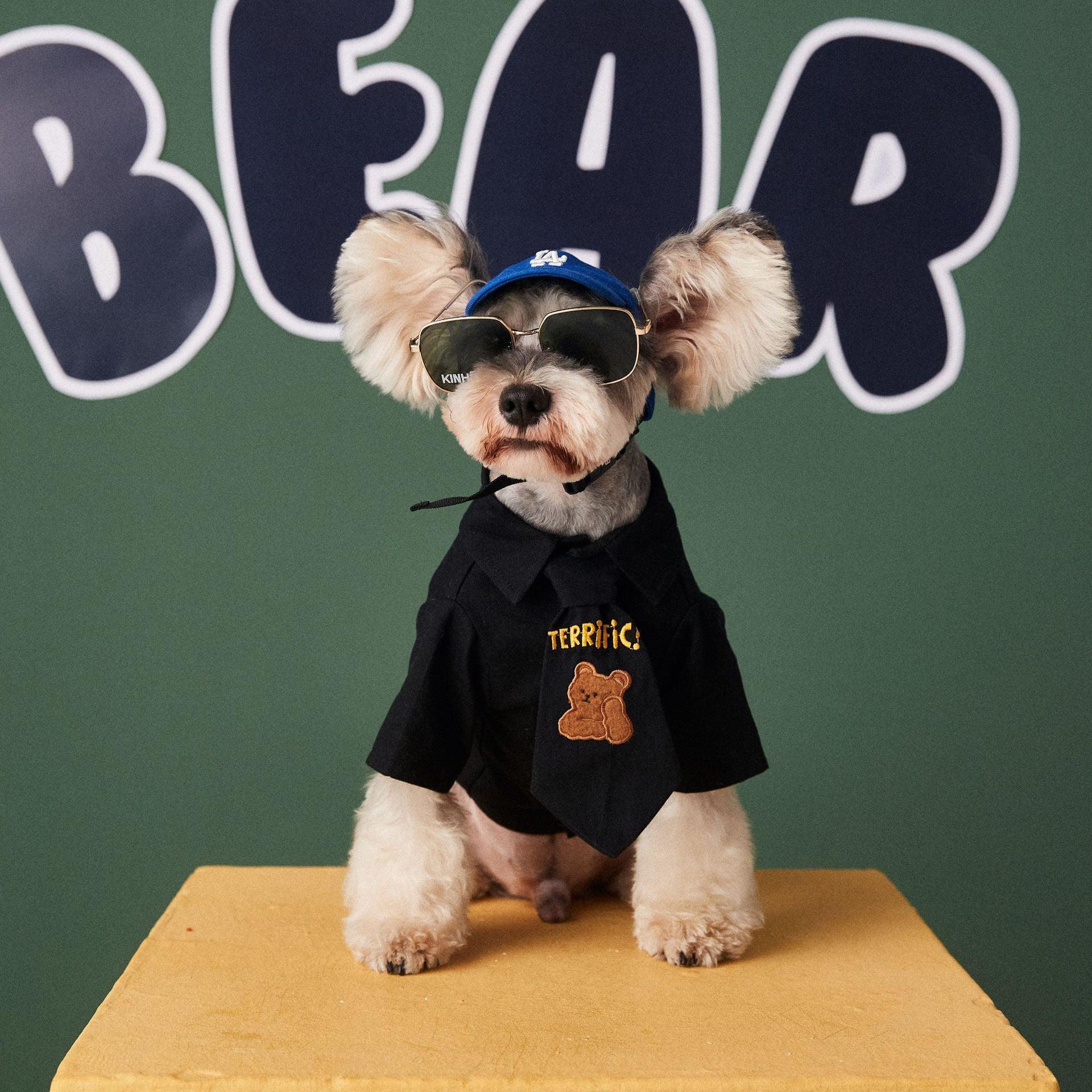 Trendy And Handsome Cotton Shirt With Tie For Small And Medium-Sized Dog Pets
